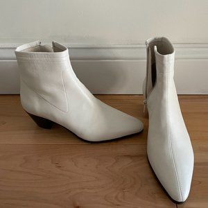 maje white leather ankle boots sz 7